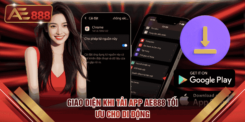 Giao diện khi tải app AE888 tối ưu cho di động